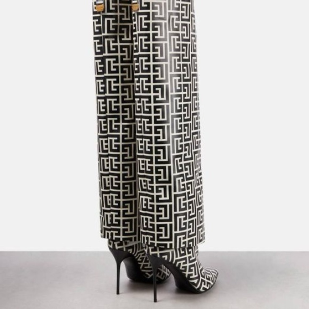 Balmain Black and White Heeled Boots - Picture 2 of 8
